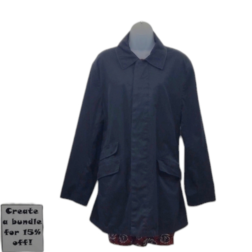 Banana Republic Midi Trench Coat Button Down Jacket Pinstriped Lining Pockets